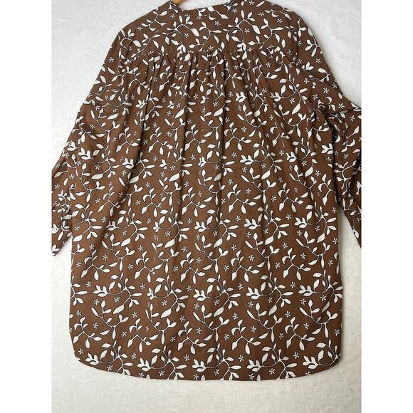 Lands' End Brown Floral Tunic Shirt Dress Cottage Boho Plus Size 1X Earthy - Picture 4 of 10